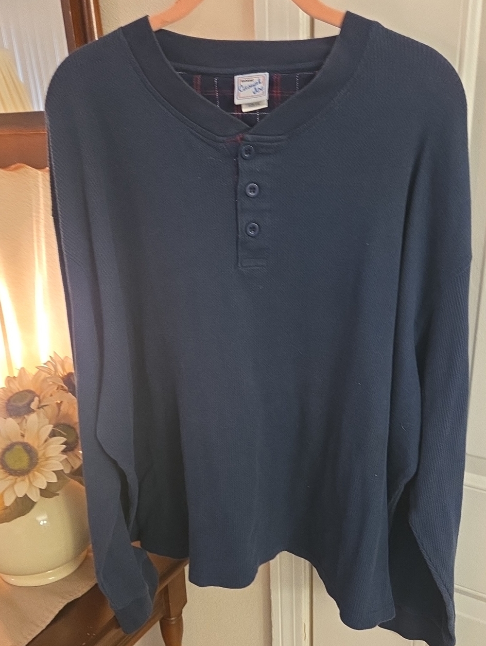 Haband Navy Ribbed Henley Pullover